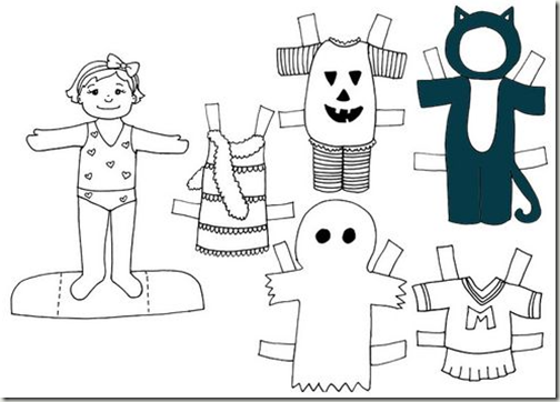 Muñeca para vestir con disfraces, colorear y recortar - IDISFRAZ ideas